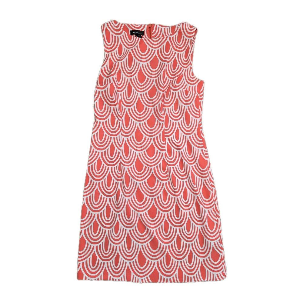 alyx sheath‎ dress size 8 Sleeveless Short Length Coral White